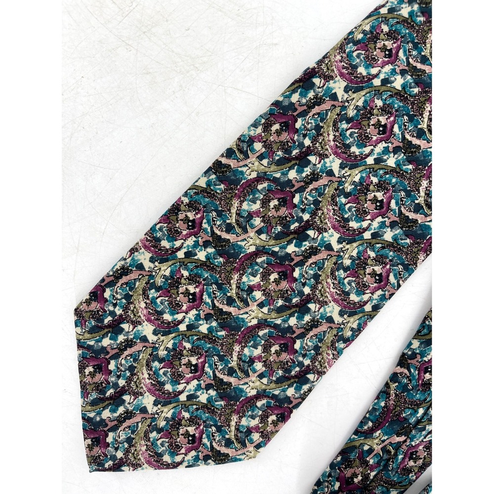 Enrico Coveri Silk Necktie Mens Paisley‎ Pattern Hand Made In Italy